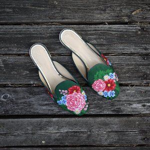 Charlotte Olympia Rose Garden Embroidered Mules